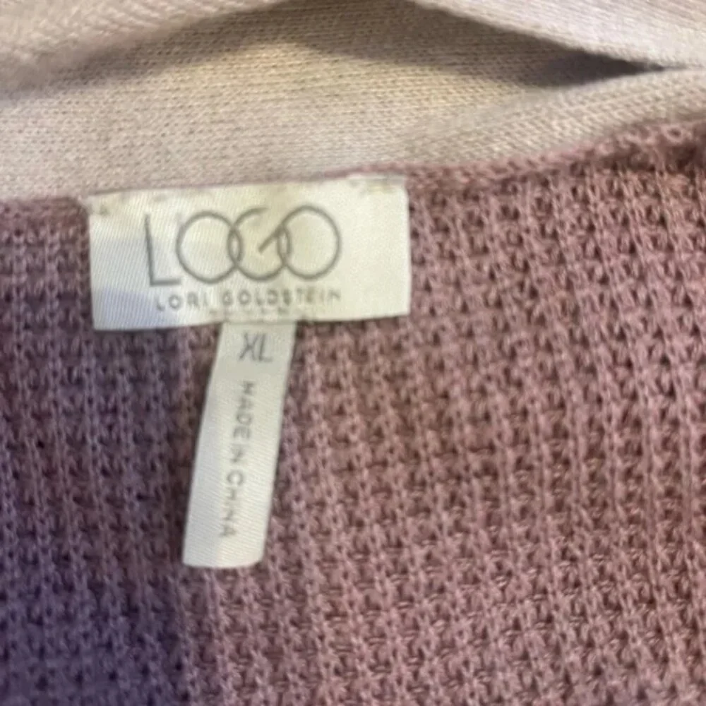 LOGO Lori Goldstein Color Block Cardigan Sweater Size XL